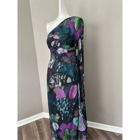 Ungaro Abby Side-Slit One-Shoulder Cape Gown size 12 - Picture 7 of 11